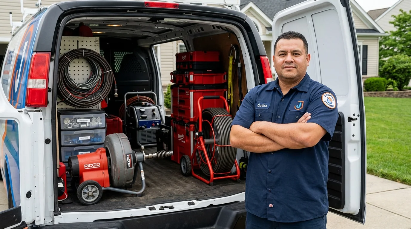 Professional drain cleaning equipment and Johns Plumbing LLC plumber in Rye
