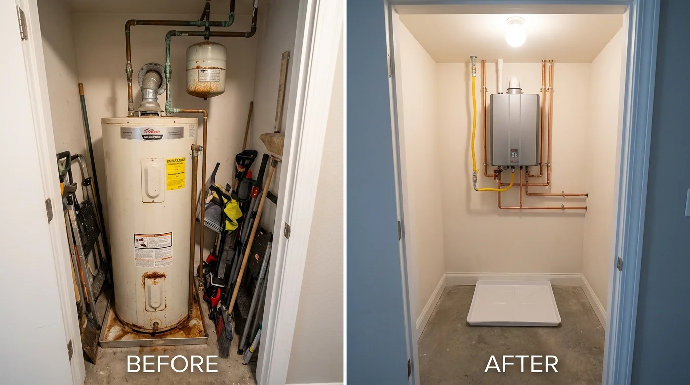 Tank water heater versus wall-mounted tankless unit comparison for Rye, NY homeowners